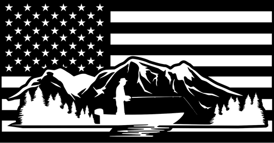 American Flag with Fisherman Relief