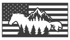 American Flag with Horse Relief
