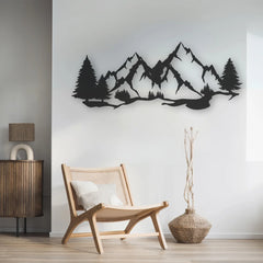 Modern mountainscape design in this metal wall art modern piece brings texture and balance to a light-filled corner.