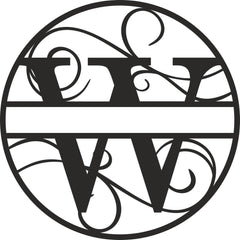 Flourished Steel Monogram Personalized