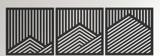 Modern Mountain Geometric Panels Set of 3